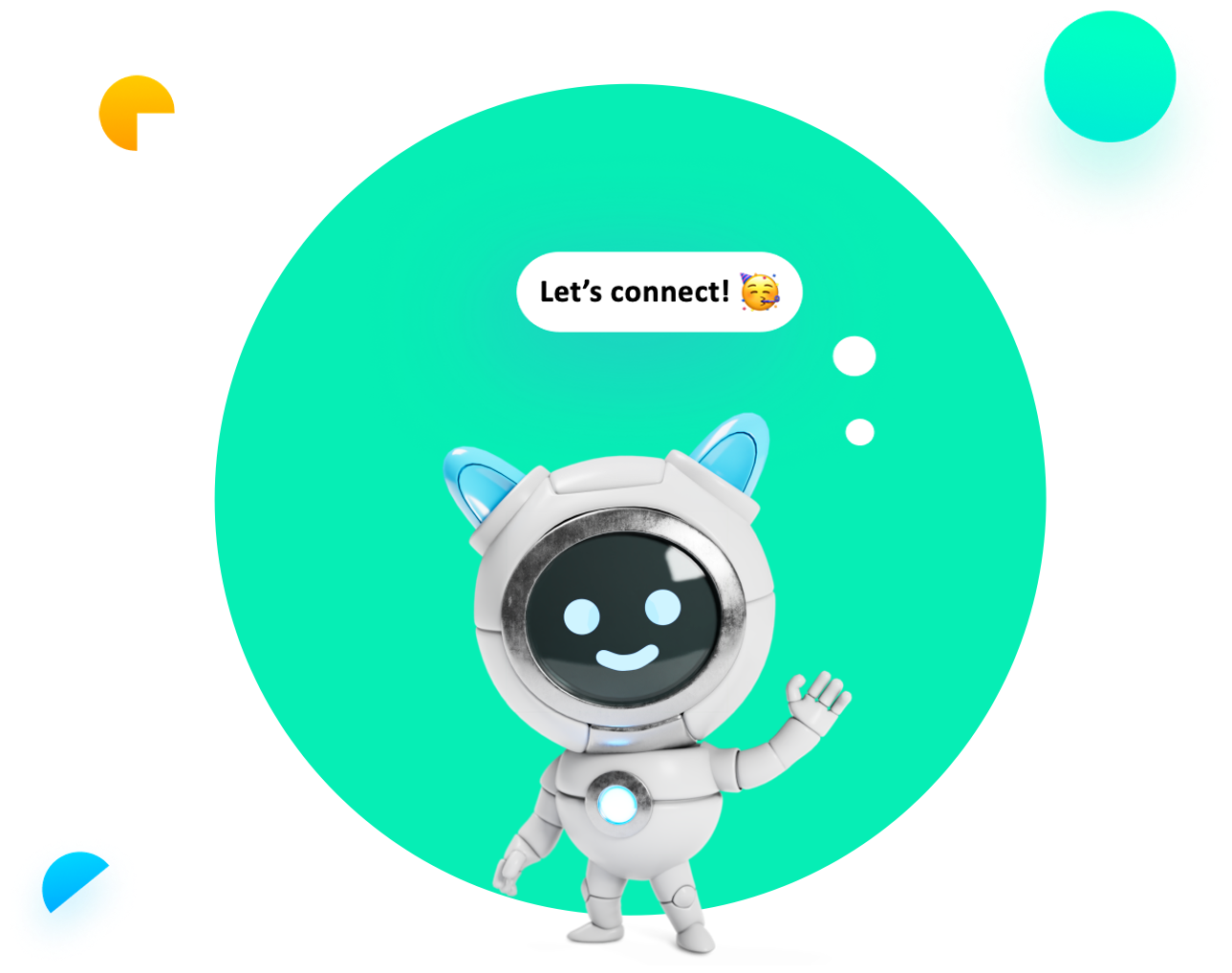 a phone with an open chat application and a robot cat says “let’s roll”